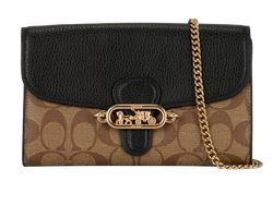 Signature Jade Wallet On Chain, Canvas/Leather, Beige/Black, S,  2*